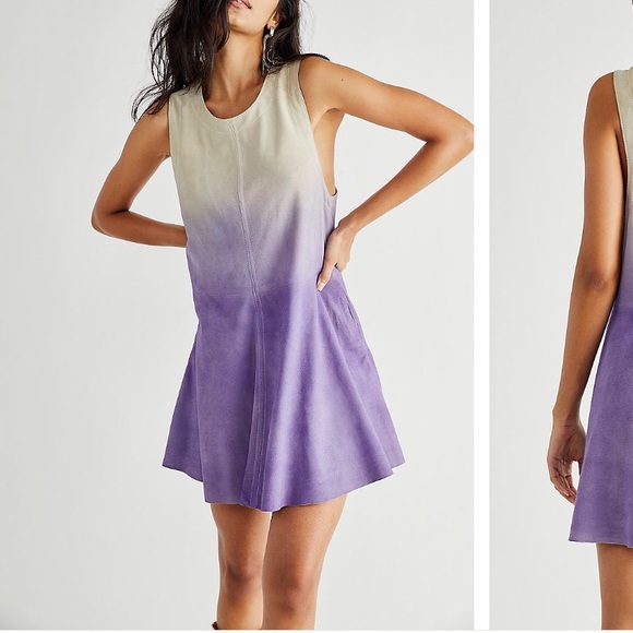 FP GOAT LEATHER SUEDE MOON BEAM MINI DRESS SZ S - Picture 1 of 16